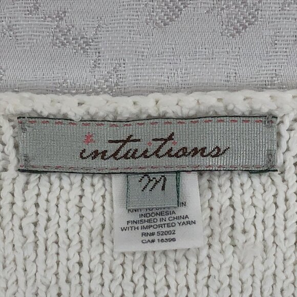 Intuitions Gorgeous Vintage White and Blue Stripe Cozy Soft Knit Sweater NWT - Picture 3 of 11